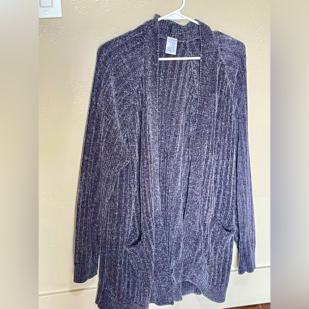 Slate / Gun metal Grey like chenille Cardigan